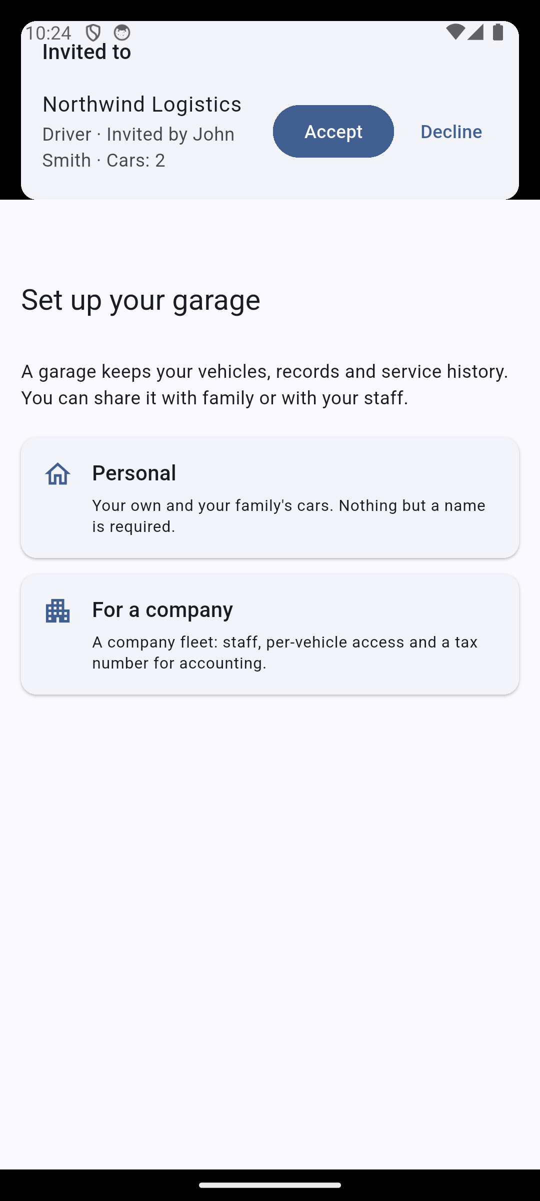 The client accepts — no garage of their own needed